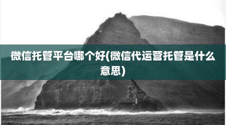 微信托管平台哪个好(微信代运营托管是什么意思)