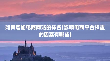 如何增加电商网站的排名(影响电商平台权重的因素有哪些)