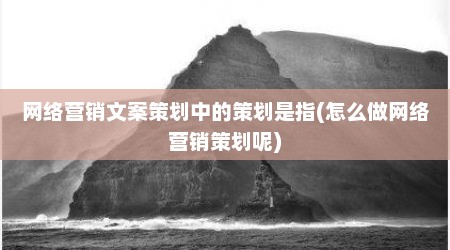 网络营销文案策划中的策划是指(怎么做网络营销策划呢)