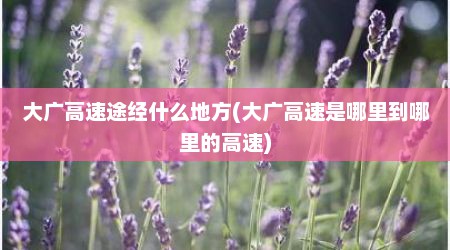 大广高速途经什么地方(大广高速是哪里到哪里的高速)
