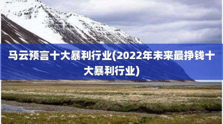 马云预言十大暴利行业(2022年未来最挣钱十大暴利行业)
