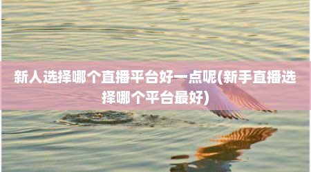 新人选择哪个直播平台好一点呢(新手直播选择哪个平台最好)