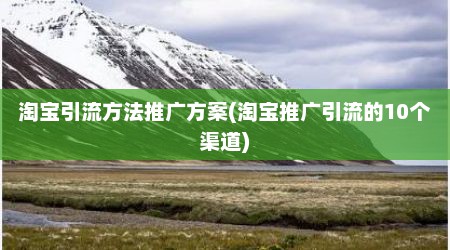 淘宝引流方法推广方案(淘宝推广引流的10个渠道)