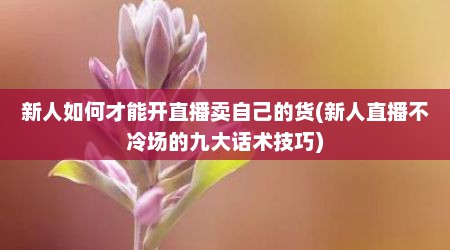 新人如何才能开直播卖自己的货(新人直播不冷场的九大话术技巧)
