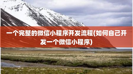 一个完整的微信小程序开发流程(如何自己开发一个微信小程序)