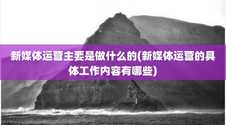 新媒体运营主要是做什么的(新媒体运营的具体工作内容有哪些)
