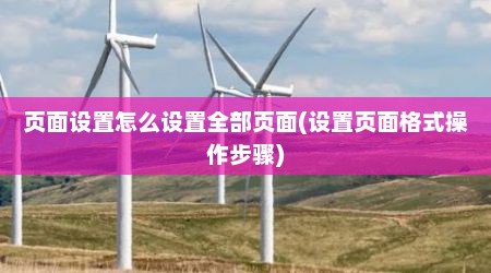 页面设置怎么设置全部页面(设置页面格式操作步骤)