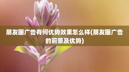 朋友圈广告有何优势效果怎么样(朋友圈广告的前景及优势)