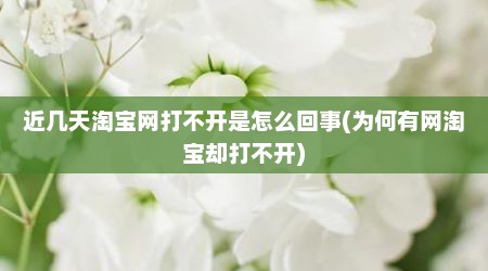 近几天淘宝网打不开是怎么回事(为何有网淘宝却打不开)
