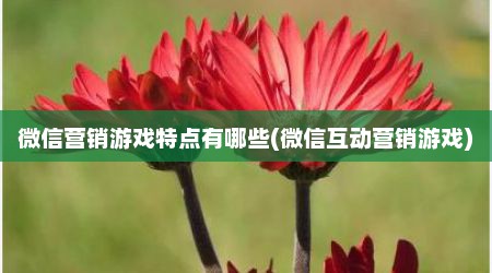 微信营销游戏特点有哪些(微信互动营销游戏)