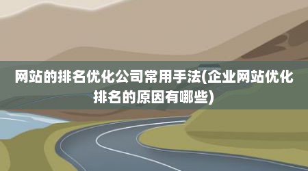 网站的排名优化公司常用手法(企业网站优化排名的原因有哪些)