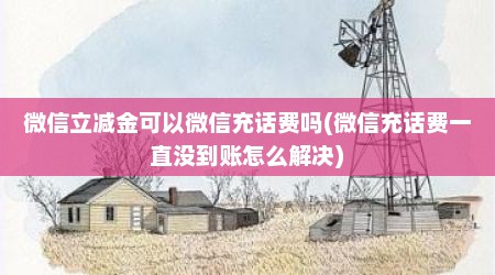 微信立减金可以微信充话费吗(微信充话费一直没到账怎么解决)