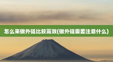 怎么来做外链比较高效(做外链需要注意什么)