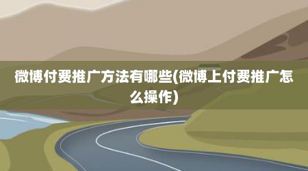 微博付费推广方法有哪些(微博上付费推广怎么操作)