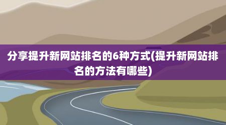 分享提升新网站排名的6种方式(提升新网站排名的方法有哪些)