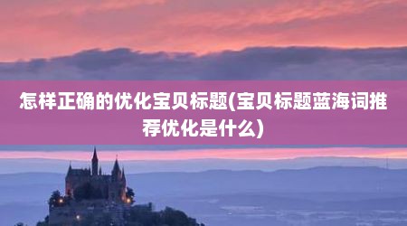 怎样正确的优化宝贝标题(宝贝标题蓝海词推荐优化是什么)