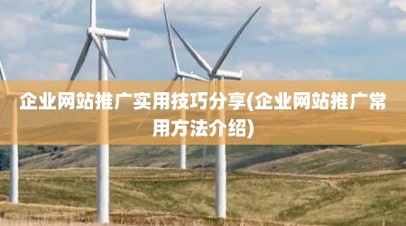 企业网站推广实用技巧分享(企业网站推广常用方法介绍)