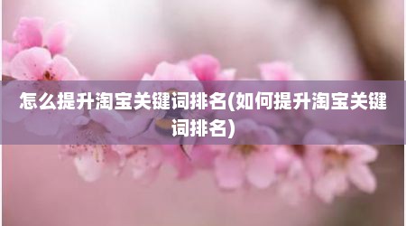 怎么提升淘宝关键词排名(如何提升淘宝关键词排名)