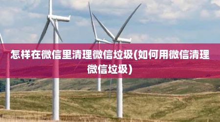 怎样在微信里清理微信垃圾(如何用微信清理微信垃圾)