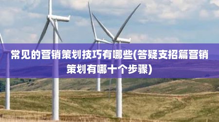 常见的营销策划技巧有哪些(答疑支招篇营销策划有哪十个步骤)