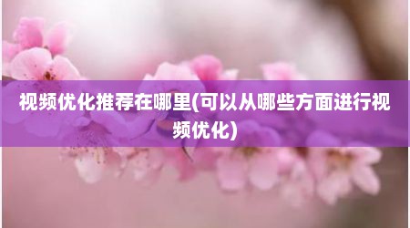 视频优化推荐在哪里(可以从哪些方面进行视频优化)