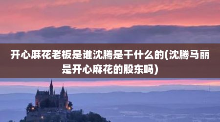 开心麻花老板是谁沈腾是干什么的(沈腾马丽是开心麻花的股东吗)