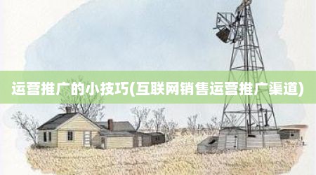 运营推广的小技巧(互联网销售运营推广渠道)