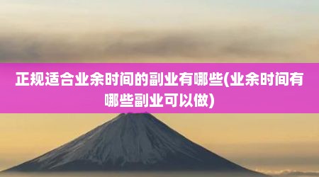 正规适合业余时间的副业有哪些(业余时间有哪些副业可以做)