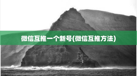 微信互推一个新号(微信互推方法)