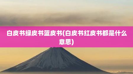 白皮书绿皮书蓝皮书(白皮书红皮书都是什么意思)
