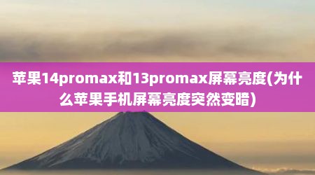 苹果14promax和13promax屏幕亮度(为什么苹果手机屏幕亮度突然变暗)