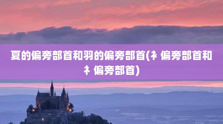 夏的偏旁部首和羽的偏旁部首(衤偏旁部首和礻偏旁部首)