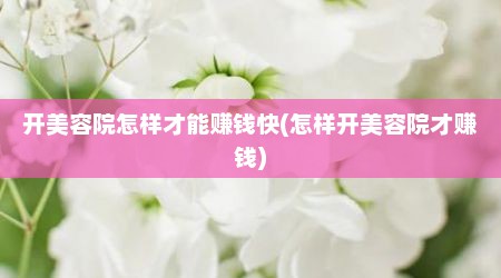 开美容院怎样才能赚钱快(怎样开美容院才赚钱)