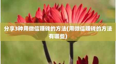 分享3种用微信赚钱的方法(用微信赚钱的方法有哪些)