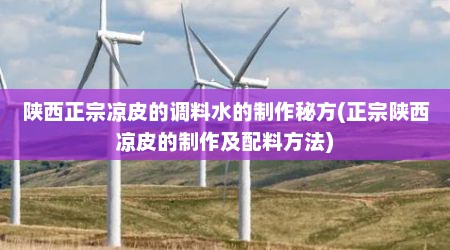 陕西正宗凉皮的调料水的制作秘方(正宗陕西凉皮的制作及配料方法)