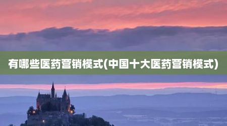 有哪些医药营销模式(中国十大医药营销模式)