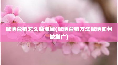 微博营销怎么赚流量(微博营销方法微博如何做推广)