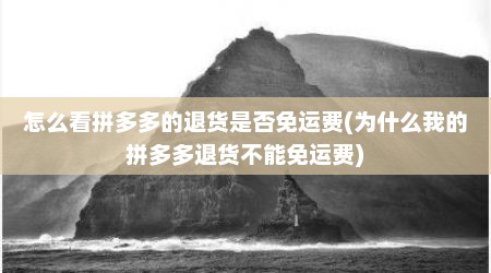 怎么看拼多多的退货是否免运费(为什么我的拼多多退货不能免运费)