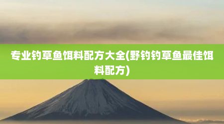专业钓草鱼饵料配方大全(野钓钓草鱼最佳饵料配方)