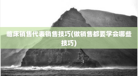 临床销售代表销售技巧(做销售都要学会哪些技巧)