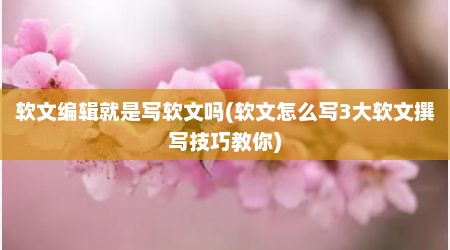 软文编辑就是写软文吗(软文怎么写3大软文撰写技巧教你)