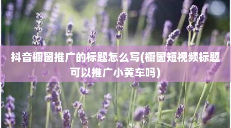 抖音橱窗推广的标题怎么写(橱窗短视频标题可以推广小黄车吗)