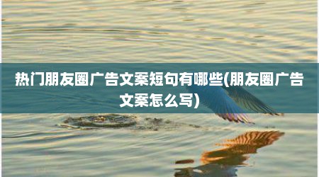 热门朋友圈广告文案短句有哪些(朋友圈广告文案怎么写)