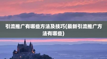 引流推广有哪些方法及技巧(最新引流推广方法有哪些)