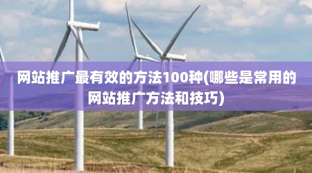 网站推广最有效的方法100种(哪些是常用的网站推广方法和技巧)
