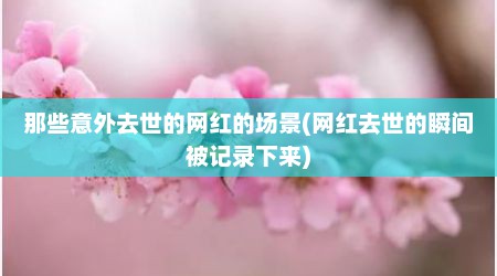 那些意外去世的网红的场景(网红去世的瞬间被记录下来)