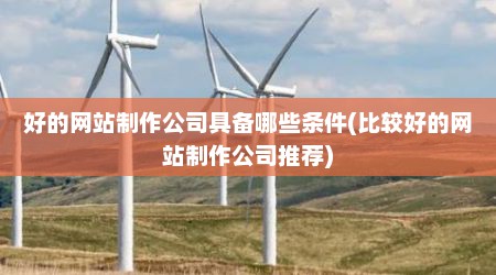 好的网站制作公司具备哪些条件(比较好的网站制作公司推荐)