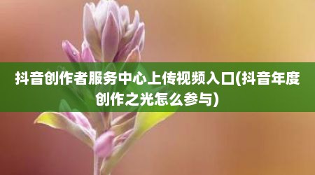 抖音创作者服务中心上传视频入口(抖音年度创作之光怎么参与)