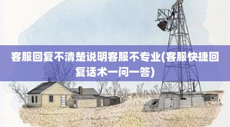 客服回复不清楚说明客服不专业(客服快捷回复话术一问一答)