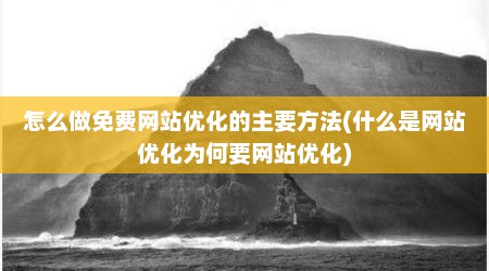 怎么做免费网站优化的主要方法(什么是网站优化为何要网站优化)